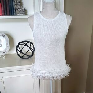 NWT Ann Taylor Sleeveless Sweater With Bottom Fringe